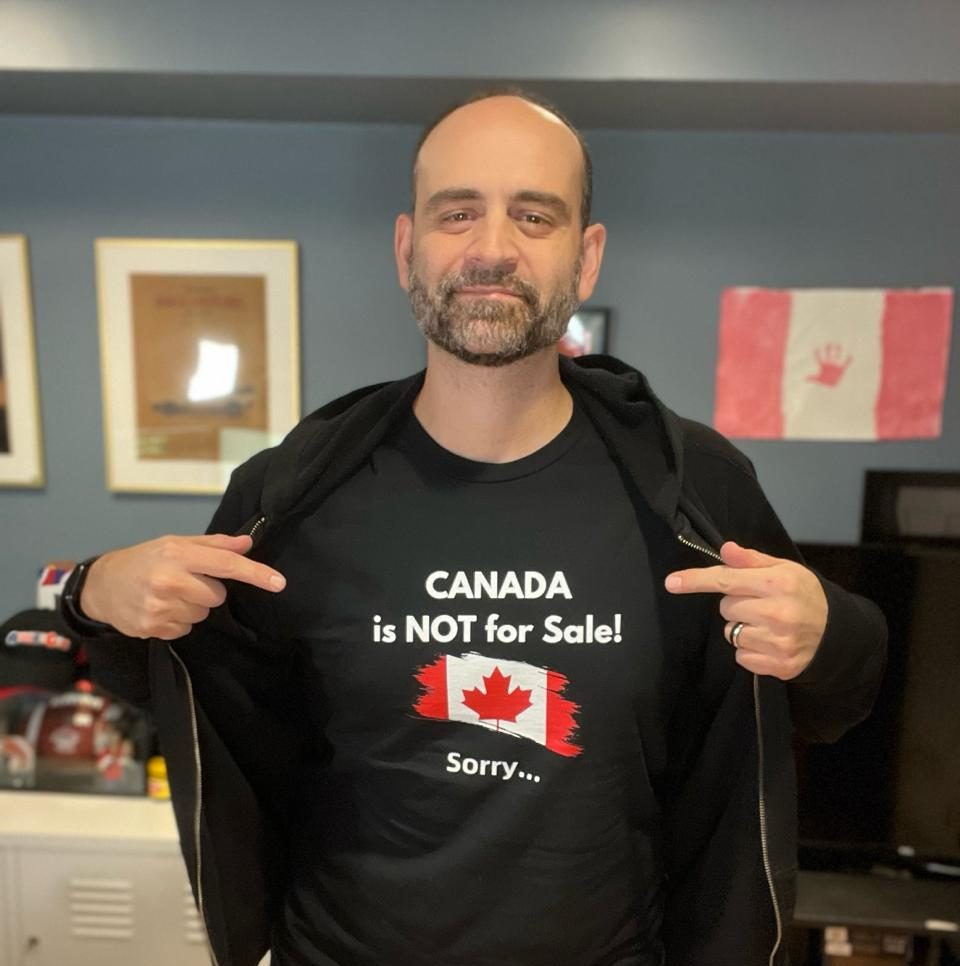 Canada Is Not For Sale t-shirt black with Canadian flag. Joseph DeBenedictis